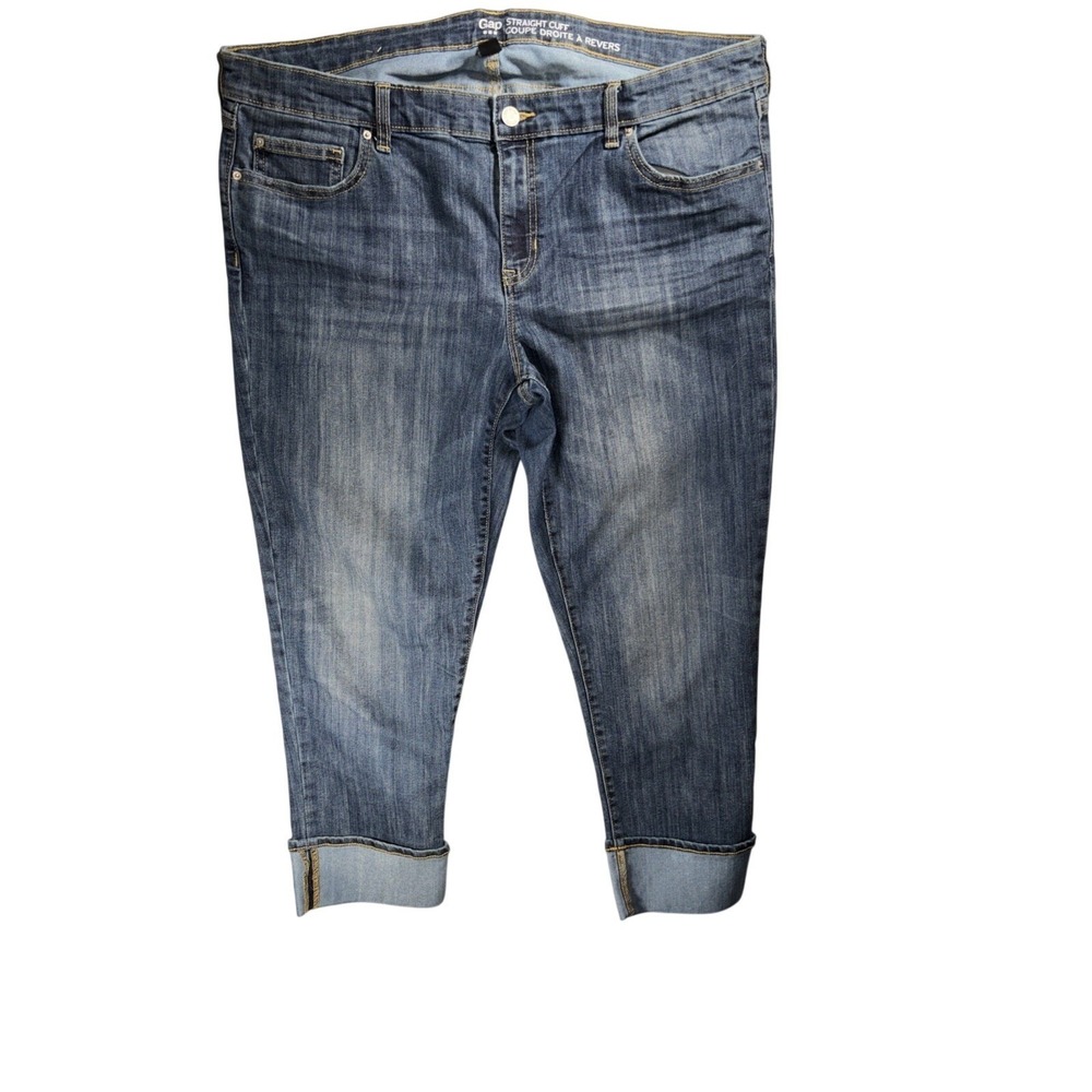 Gap Straight Cuff Womens 18/34Medium Indigo Stretch Denim Jeans 5 Pocket